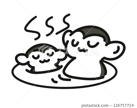Two monkeys relaxing in a hot spring Two monkeys relaxing in a hot spring 126757724