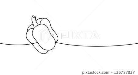 Fresh pepper one line continuous drawing. Organic vegetable. Vector illustration 126757827