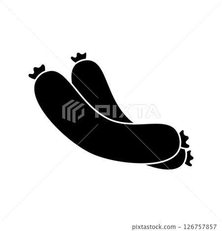 Frankfurters sausages black icon. Butchery sausages menu. Vector illustration. Frankfurters sausages black icon. Butchery sausages menu. Vector illustration. 126757857