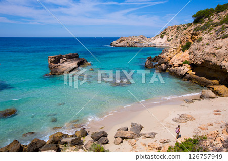 Cala Tarida in Ibiza beach at Balearic Islands Cala Tarida in Ibiza beach at Balearic Islands 126757949