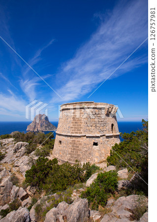 Ibiza Es Vedra view from Torre des Savinar Tower Ibiza Es Vedra view from Torre des Savinar Tower 126757981