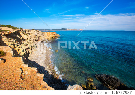 Ibiza Sa Caleta beach in south San Jose at Balearic 126757987
