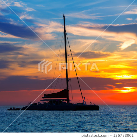 Ibiza san Antonio Abad catamaran sailboat sunset 126758001