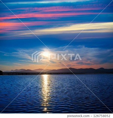 Ibiza ses Salines saltworks at sunset in Sant Josep 126758052