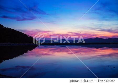 Ibiza ses Salines saltworks at sunset in Sant Josep 126758062