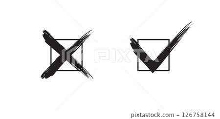check mark and cross icon set isolated vector illustration 126758144