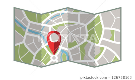 city map with location pins isolated vector illustration 126758163