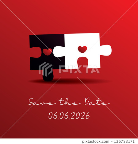 save the date wedding puzzle couple vector illustration save the date wedding puzzle couple vector illustration 126758171