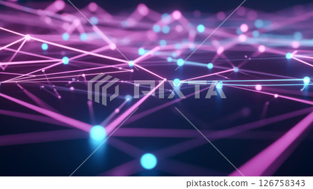 Abstract render of interconnected glowing nodes with vibrant colors Abstract render of interconnected glowing nodes with vibrant colors 126758343