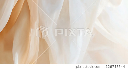 Abstract background with silky fabric folds in shades of gold and cream 126758344