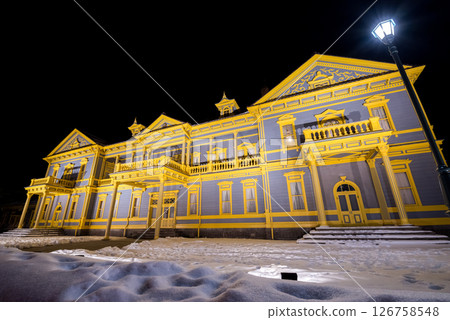 [Old Hakodate Ward Public Hall] Illuminated Western-style building 126758548
