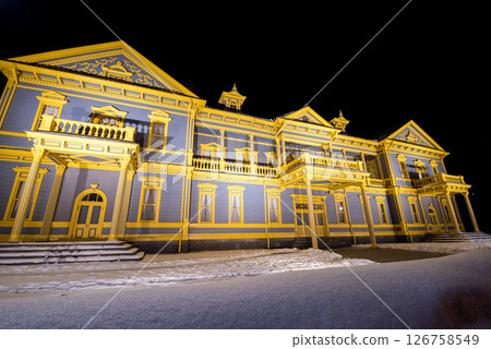 [Old Hakodate Ward Public Hall] Illuminated Western-style building 126758549