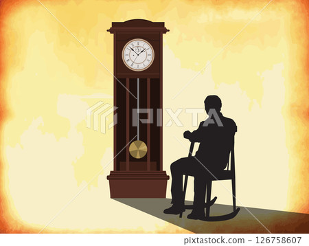 Man looking at a large clock Man looking at a large clock 126758607