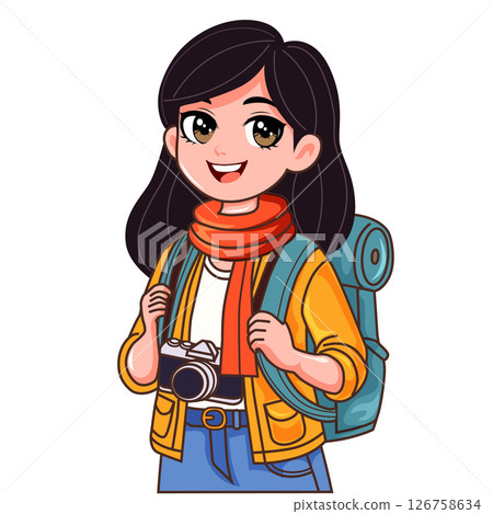 traveller backpacker girl 126758634