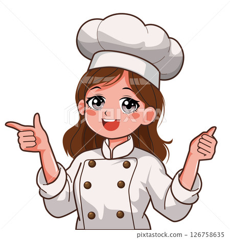 chef girl cartoon character 126758635
