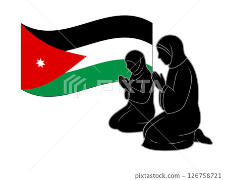 約旦國旗和祈禱 126758721