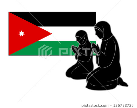 約旦國旗和祈禱 126758723