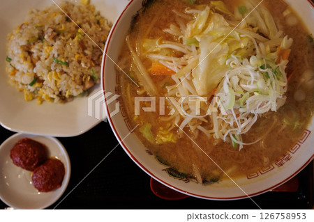 Miso ramen and fried rice Miso ramen and fried rice 126758953