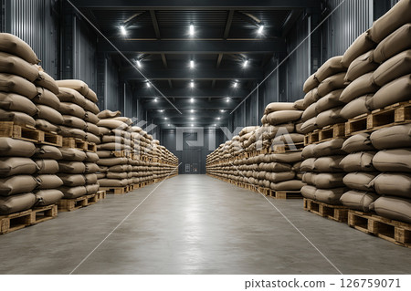 A warehouse where stockpiles of rice, the key to rising rice prices due to rice shortages, were stored. 126759071