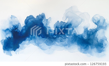 Blue abstract background. Watercolor illustration. Ink art 126759193