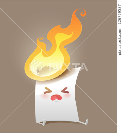 This cartoon shows paper starting to burn, like someone trying to destroy evidence with fire. 126759587