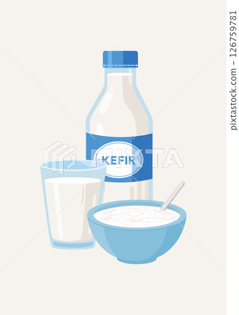 Organic probiotic milk kefir stock illustration. 126759781