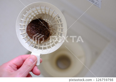 Hair loss from the bathroom drain 126759798