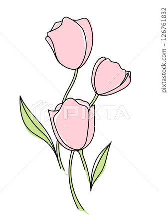 韓式線描鬱金香插畫 韓式線描鬱金香插畫 126761832
