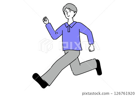 Smiling young man running with a positive attitude 126761920