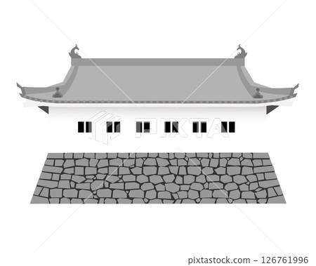 Illustration of Tamon-yagura (Tamon-yagura)/Hira-yagura (Tamon-yagura) of Japanese castles Illustration of Tamon-yagura (Tamon-yagura)/Hira-yagura (Tamon-yagura) of Japanese castles 126761996