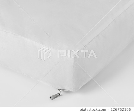 White square cushion with zipper on white background White square cushion with zipper on white background 126762196