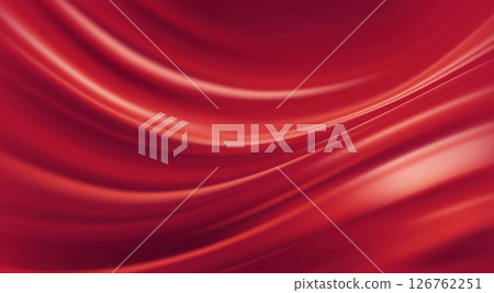 Flowing Abstract Red Background With Smooth Gradient Waves, Perfect for Modern Design and Dynamic Thematic Elements in Graphic Illustrations 126762251