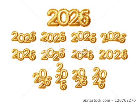 Golden 2026 Balloons Set Vector Illustration, Isolated Collection of Bright Shiny Numbers, Festive New Year Decor, Vibrant and Eye Catching Design Perfect for Celebratory Background. Golden 2026 Balloons Set Vector Illustration, Isolated Collection of Bright Shiny Numbers, Festive New Year Decor, Vibrant and Eye Catching Design Perfect for Celebratory Background. 126762270