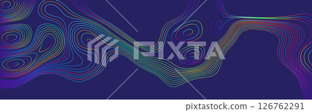 Vector Illustration Background Featuring Colorful Abstract Contour Lines on a Deep Blue Background in a Fluid Design Composition Vector Illustration Background Featuring Colorful Abstract Contour Lines on a Deep Blue Background in a Fluid Design Composition 126762291