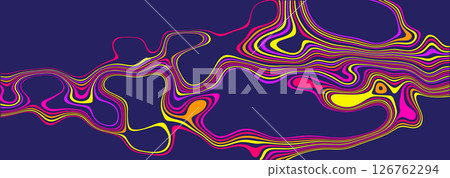 Abstract Vector Illustration Background Featuring Vibrant Fluid Lines in Pink, Yellow, and Orange Hues on a Deep Blue Canvas for Artistic and Creative Design Projects Abstract Vector Illustration Background Featuring Vibrant Fluid Lines in Pink, Yellow, and Orange Hues on a Deep Blue Canvas for Artistic and Creative Design Projects 126762294