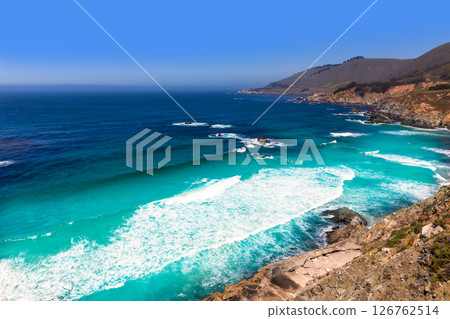 California  beach in Big Sur in Monterey County Route 1 126762514