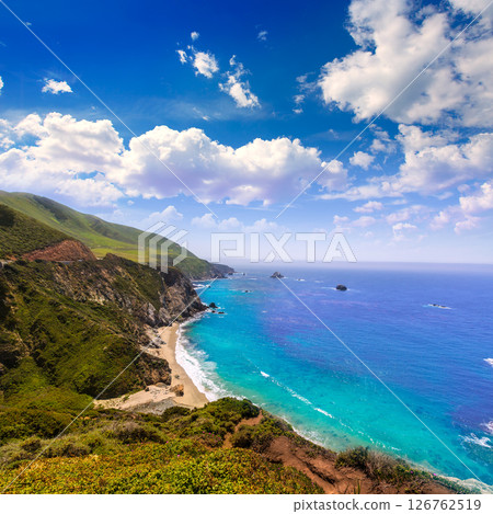 California  beach in Big Sur in Monterey County Route 1 126762519