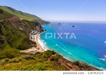 California  beach in Big Sur in Monterey County Route 1 126762523