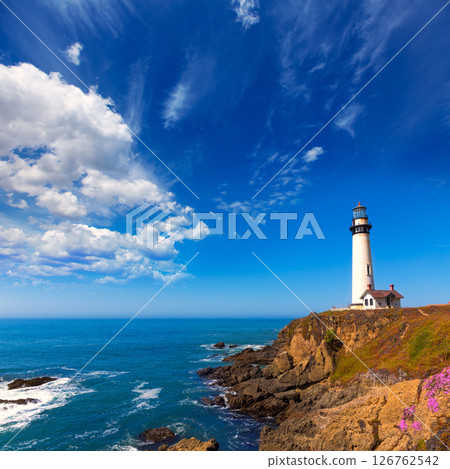 California Pigeon point Lighthouse in Cabrillo Hwy coastal hwy 1 126762542