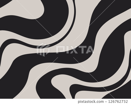 Simple black and white waves. Monochrome abstract seamless pattern. Vector doodle graphic hand drawn illustration. 126762732