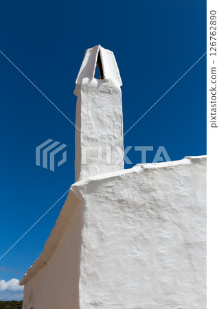 Menorca Es Grau white house chimney detail in Balearics 126762890