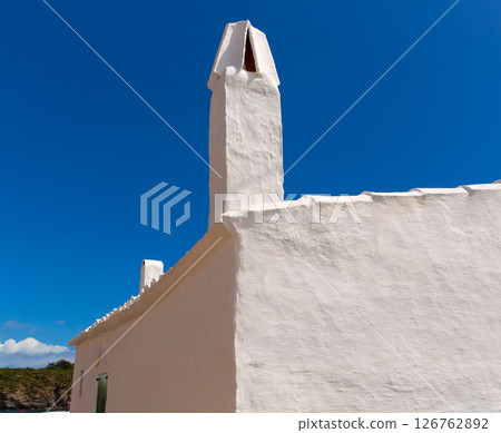 Menorca Es Grau white house chimney detail in Balearics 126762892