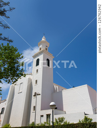 Menorca Sant Lluis white mediterranean church in Balearic 126762942