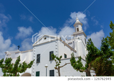 Menorca Sant Lluis white mediterranean church in Balearic 126762945