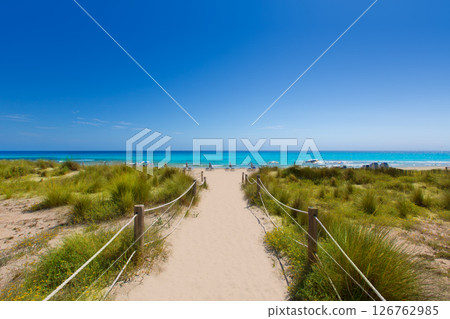 Alaior Cala Son Bou in Menorca turquoise beach at Balearic 126762985