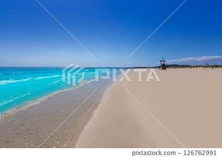 Alaior Cala Son Bou in Menorca turquoise beach at Balearic Alaior Cala Son Bou in Menorca turquoise beach at Balearic 126762991
