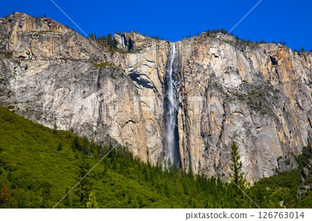 Yosemite Horsetail fall waterfall in spring California Yosemite Horsetail fall waterfall in spring California 126763014