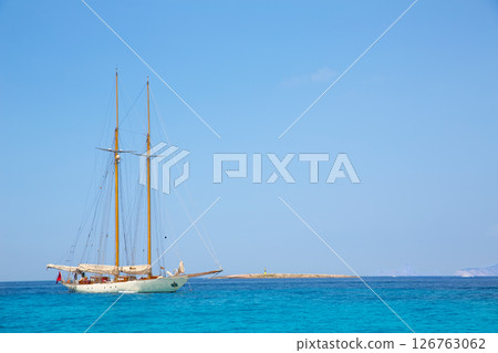 Illetes Illetas Formentera yacht sailboat anchored Illetes Illetas Formentera yacht sailboat anchored 126763062