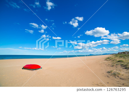 Mediterranean sand beach in Valencian community Spain 126763295
