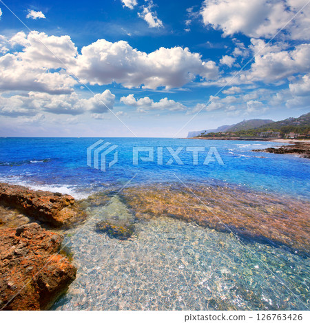 Denia Alicante Las rotas rocky beach in Spain 126763426